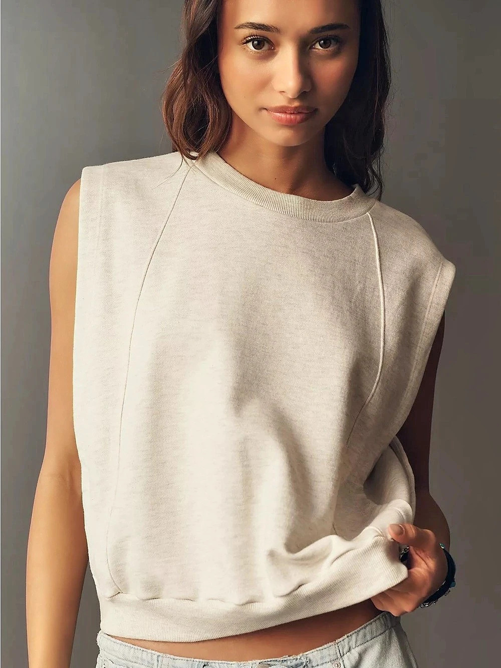 Pilcro 100% Cotton Sleeveless Muscle Sweatshirt